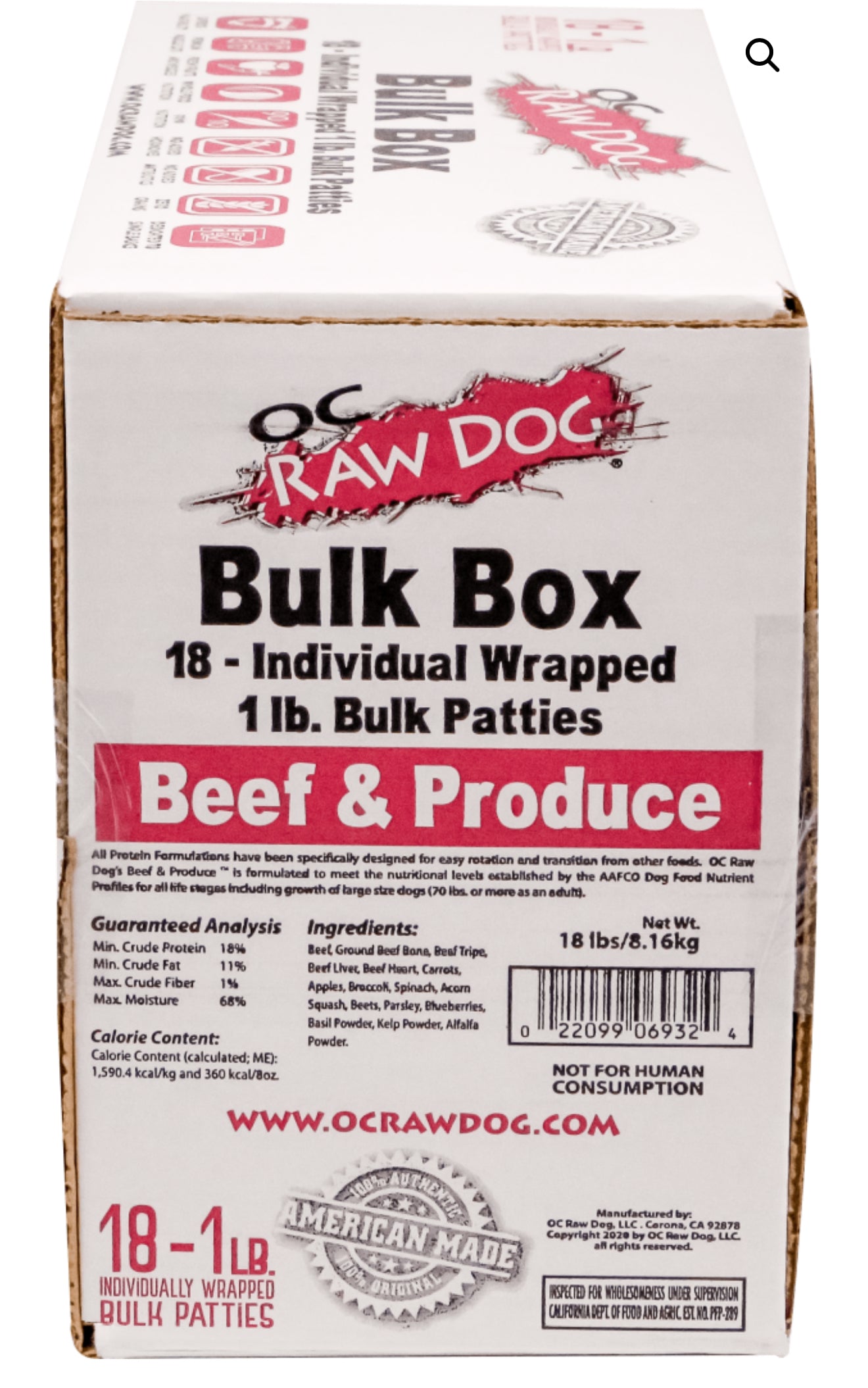 OC Raw 18lb bulk box