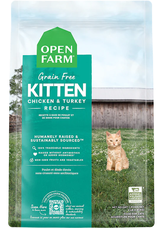 Open Farms Grain Free Kitten Chicken & Turkey Recipe (4 LB Bag)