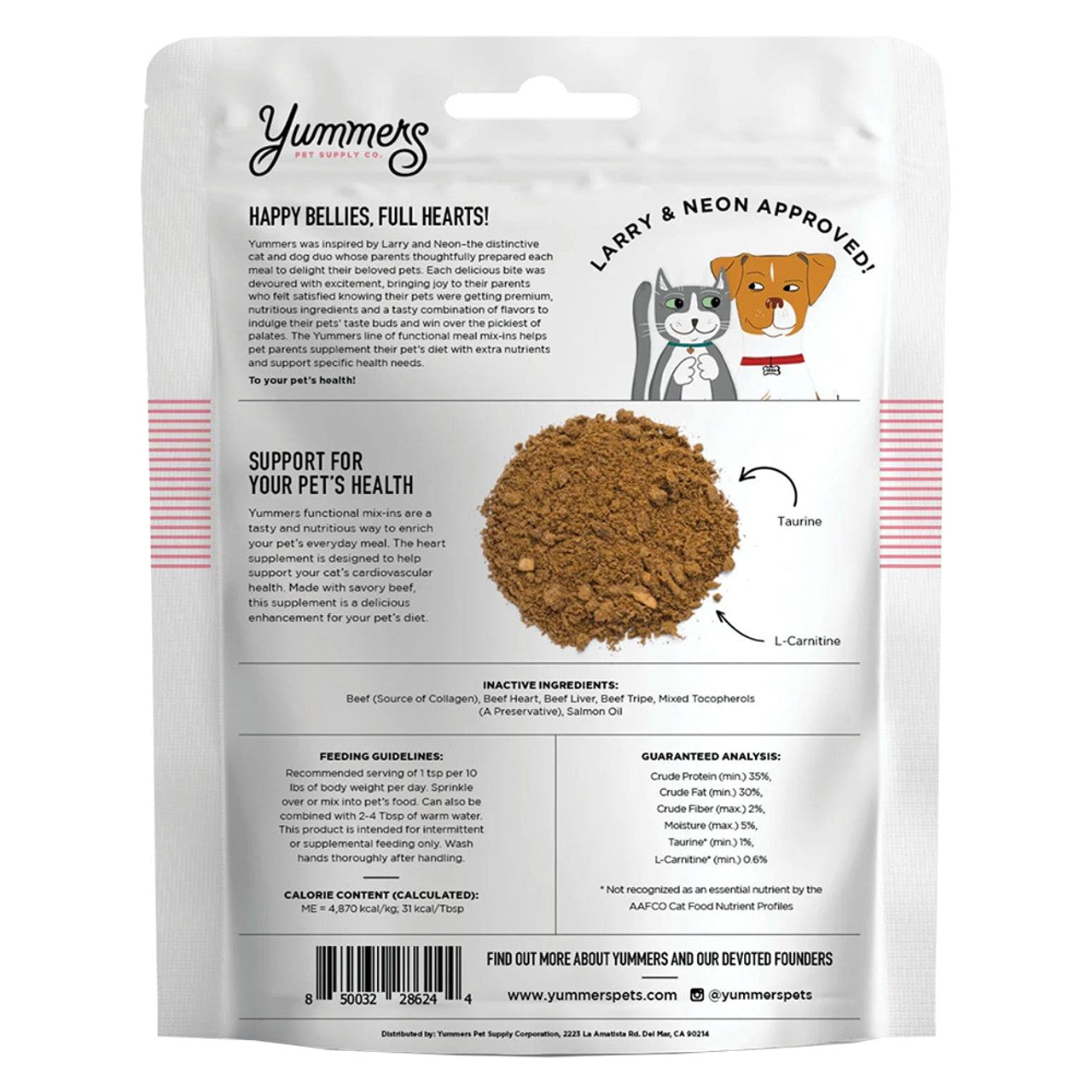 Yummers Pet Supply Cat Heart Daily Taurine & L-Carnitine Supplement Beef
