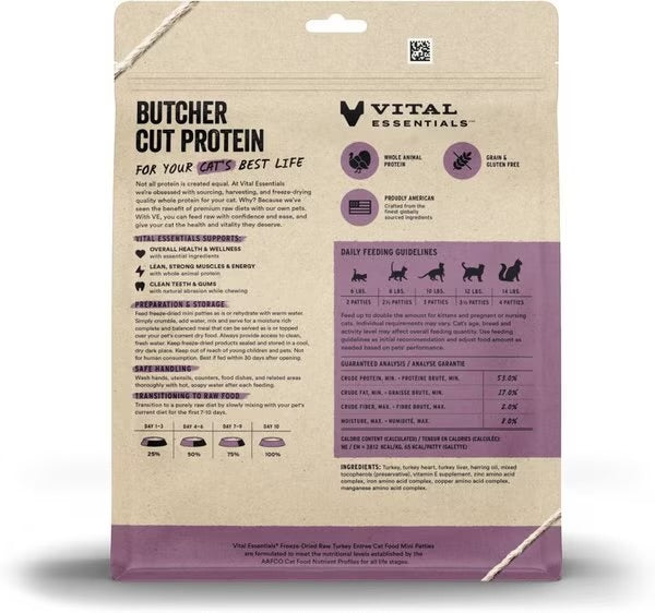 Vital Essential Cat Grain Free Turkey(8 OZ Bag)