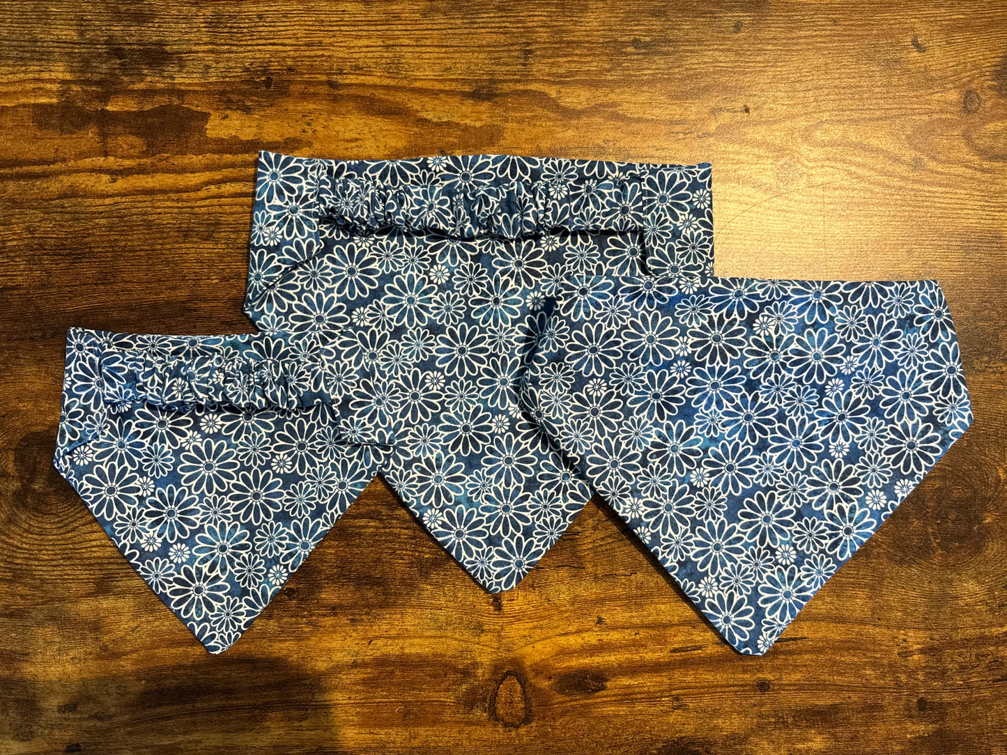Blue Flower Scrunchie Bandanna