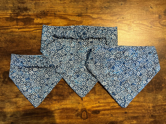 Blue Flower Scrunchie Bandanna