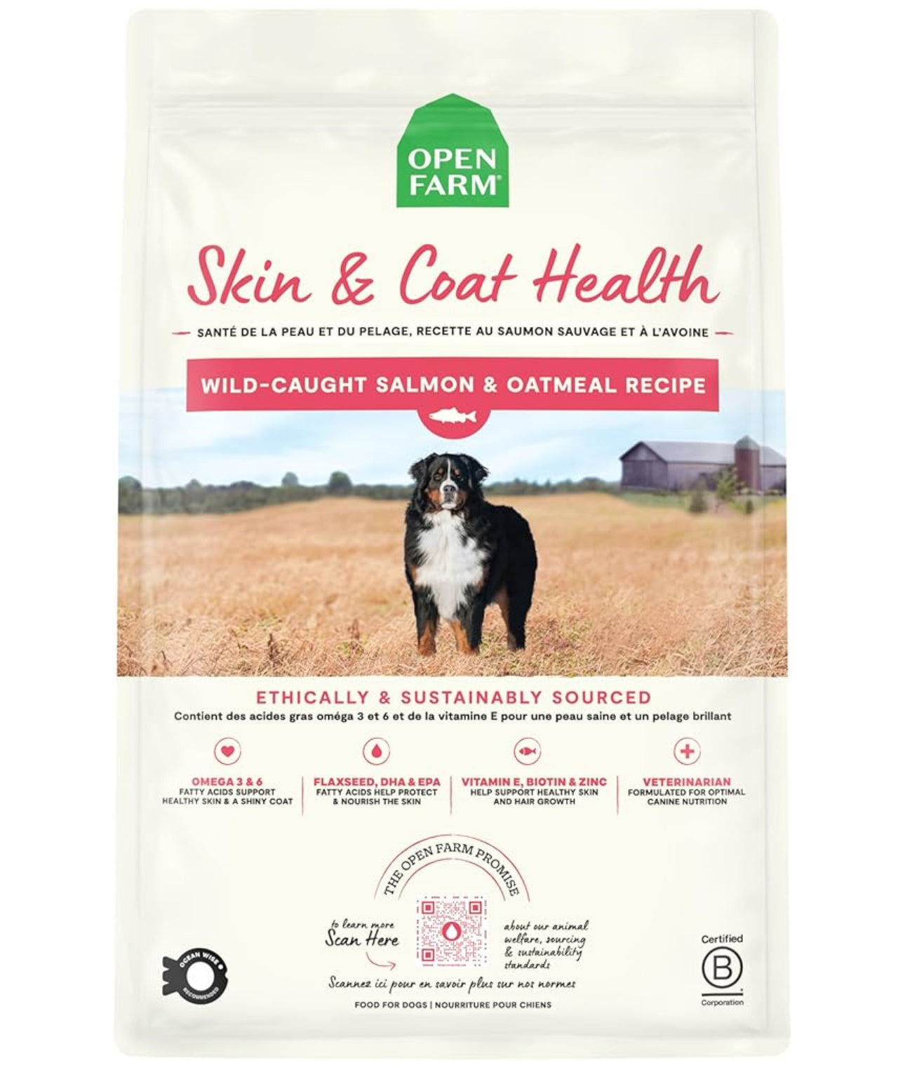 Open Farm Skin & Coat Health- Wild Caught Salmon & Oatmeal Recipe 4lb