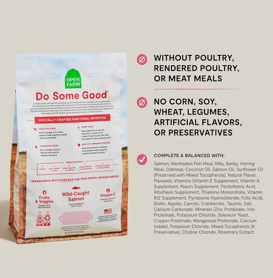 Open Farm Skin & Coat Health- Wild Caught Salmon & Oatmeal Recipe 4lb