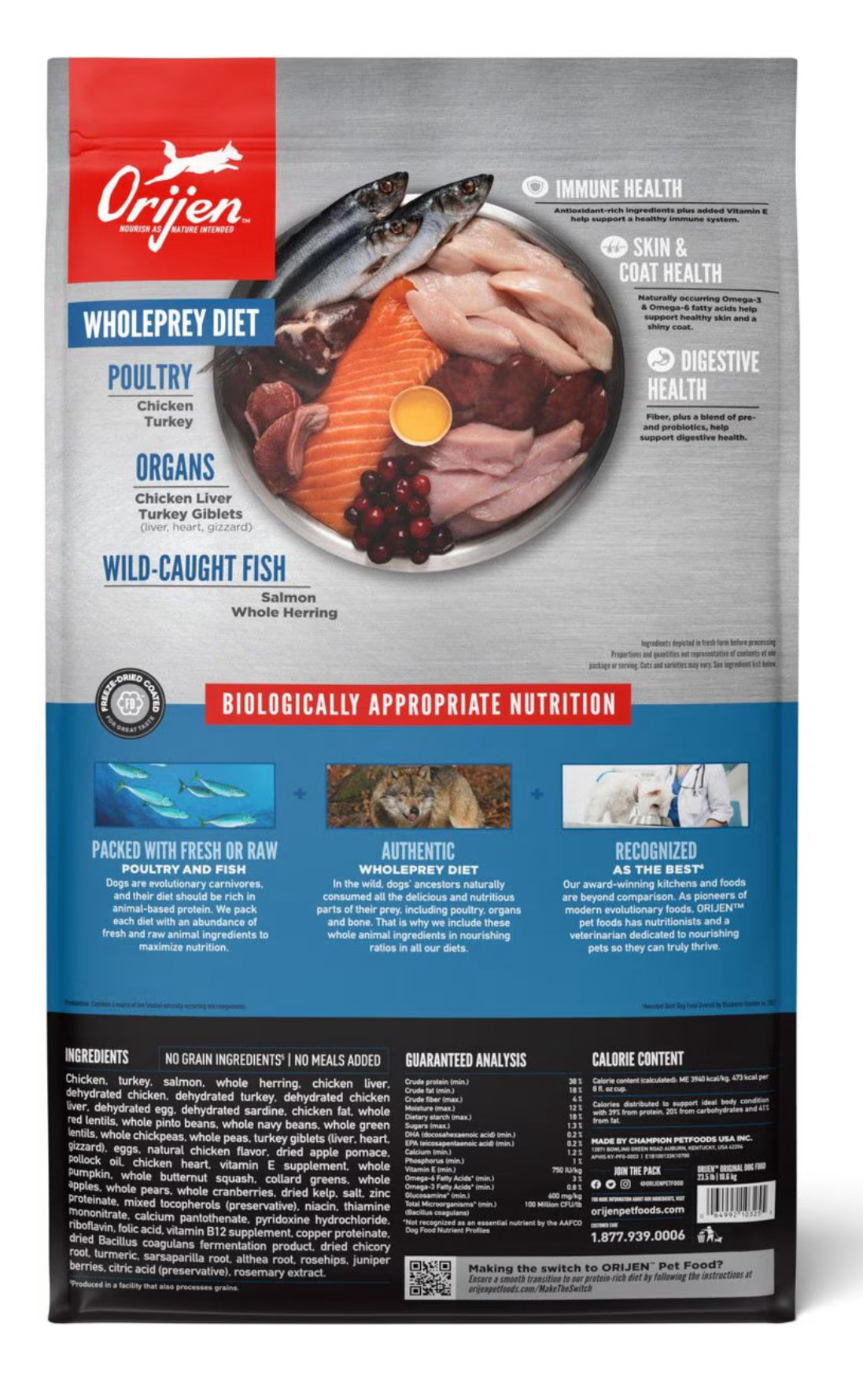 ORIJEN Grain Free, Original, High Protein, Fresh & Raw Animal Ingredients Dry Dog Food, 4.5 lbs.