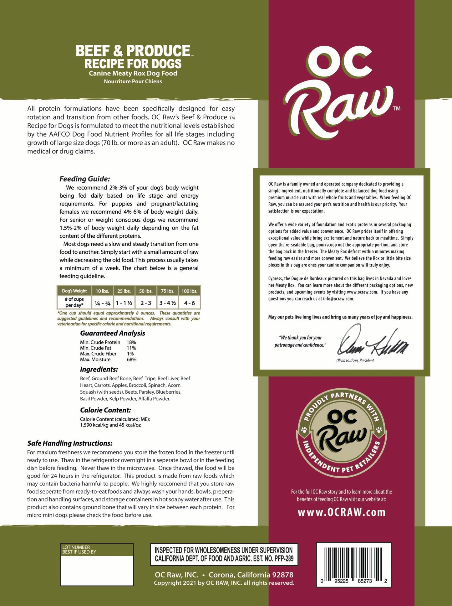 OC Raw Beef & Produce Rox (7lb)
