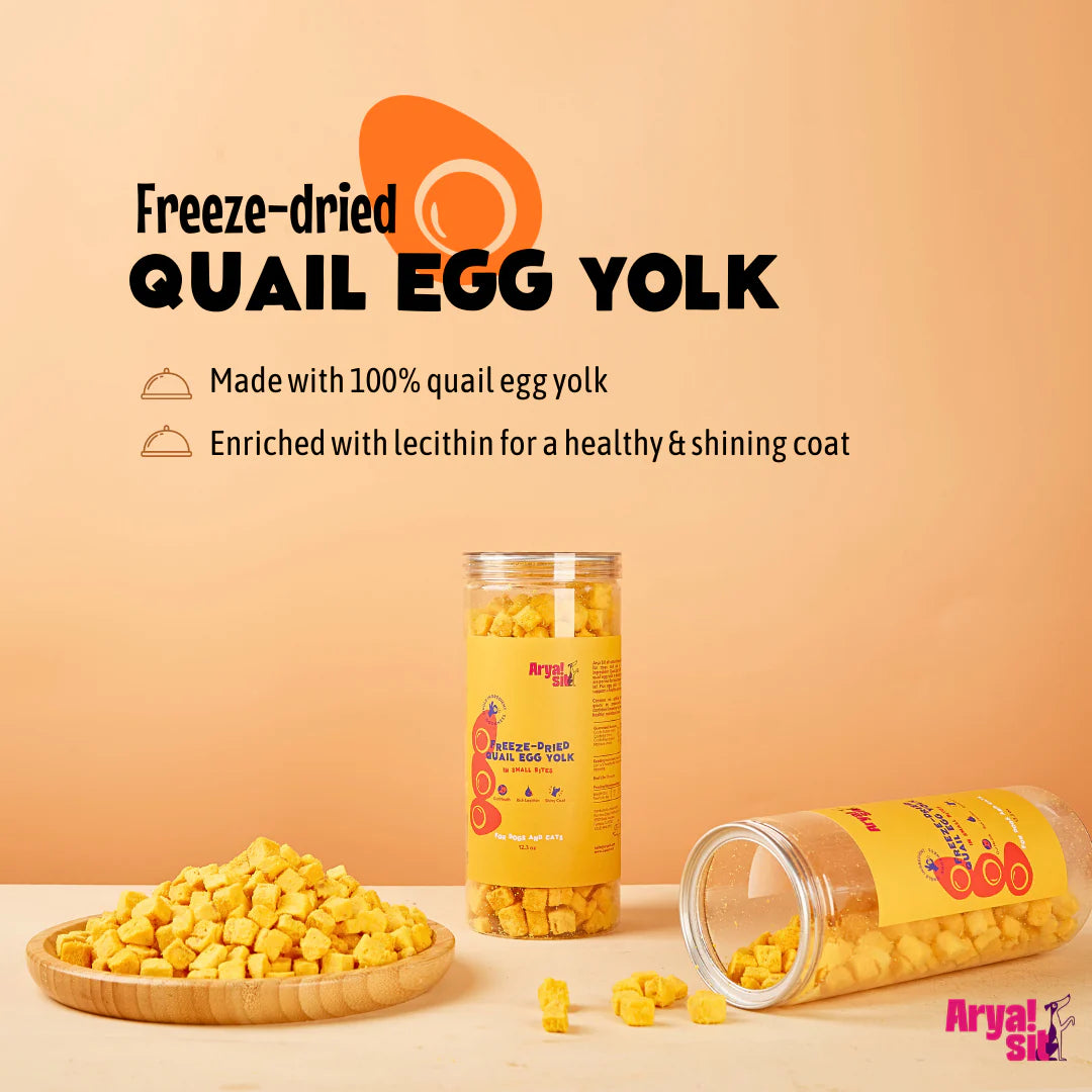 Arya Sit Freeze Dried Egg Yolk Bites Cat,Dog (12.3 OZ Jar)