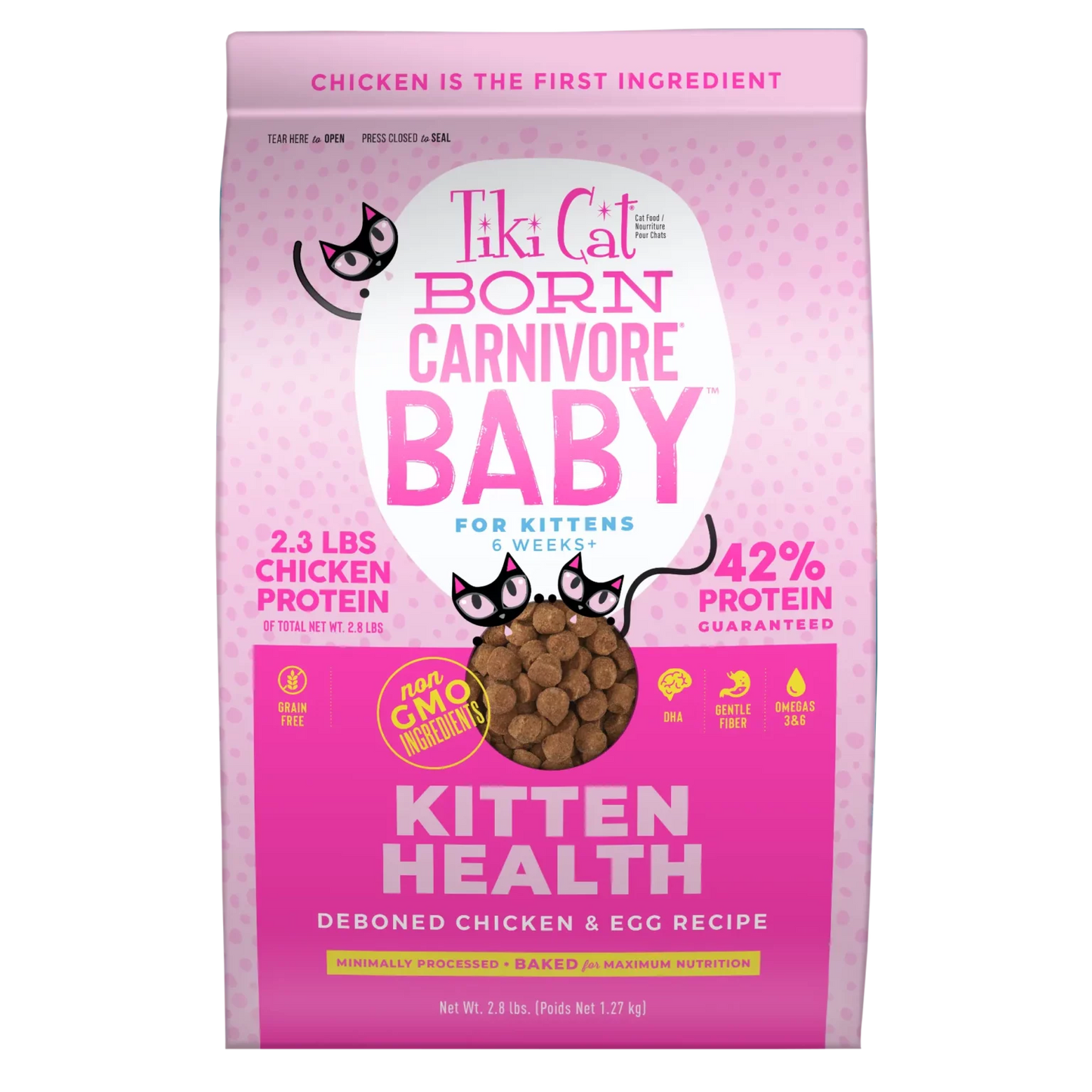 Tiki Pets- Born Carnivore® Baby Kitten Health Dry Kibble Deboned Chicken & Egg Recipe