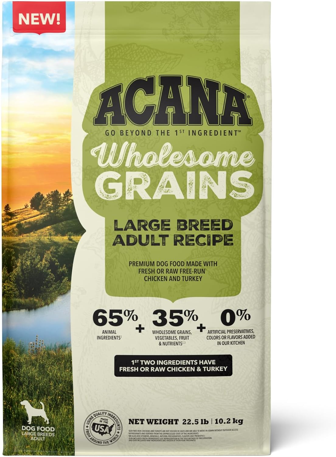 Acana Adult Dog Wholesome Grains, Large Breed(22.5 LB Bag)