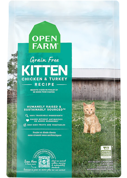 Open Farms Grain Free Kitten Chicken & Turkey Recipe (4 LB Bag)