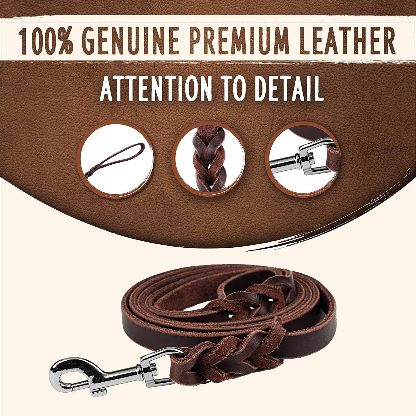 Braided Leather Dog Leash