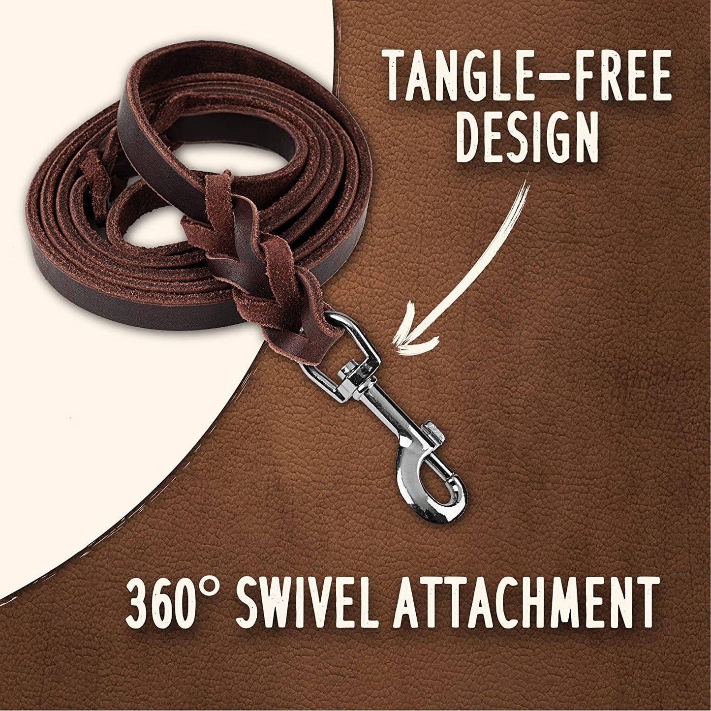 Braided Leather Dog Leash