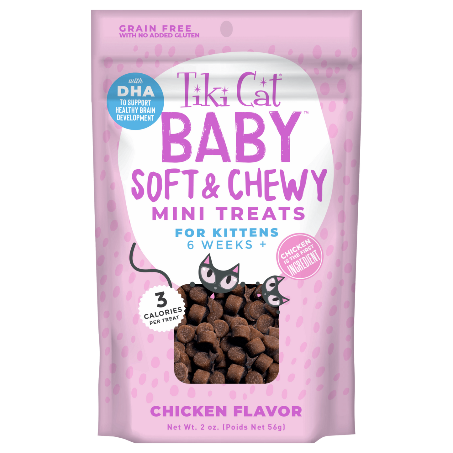 Tiki Cats Baby Soft&Chewy Mini Treats Chicken Flavor(2 OZ ) bag