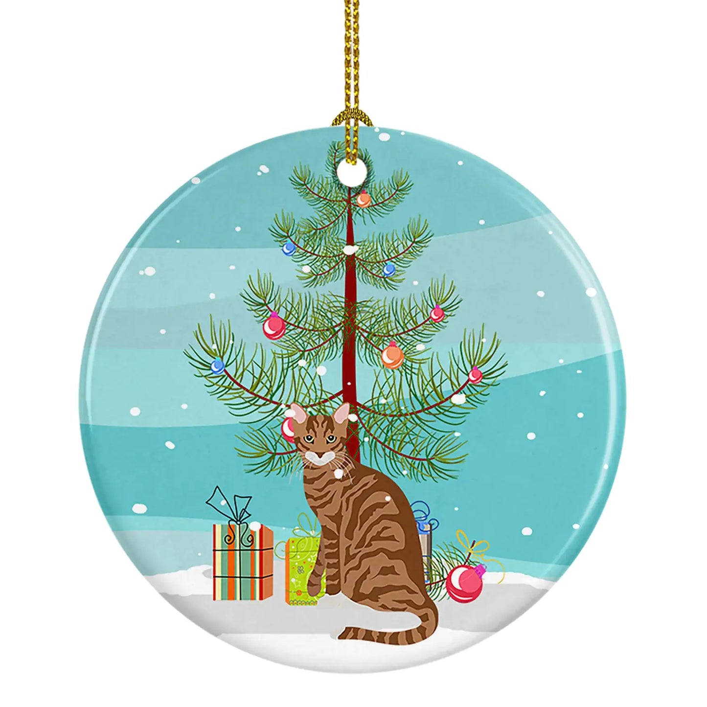 Toyger Cat Christmas Ceramic Ornament