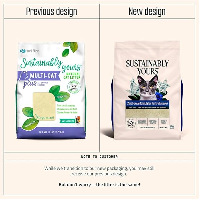 Sustainably Yours Natural Cat Litter, Multi Cat Plus(13 LB Bag)