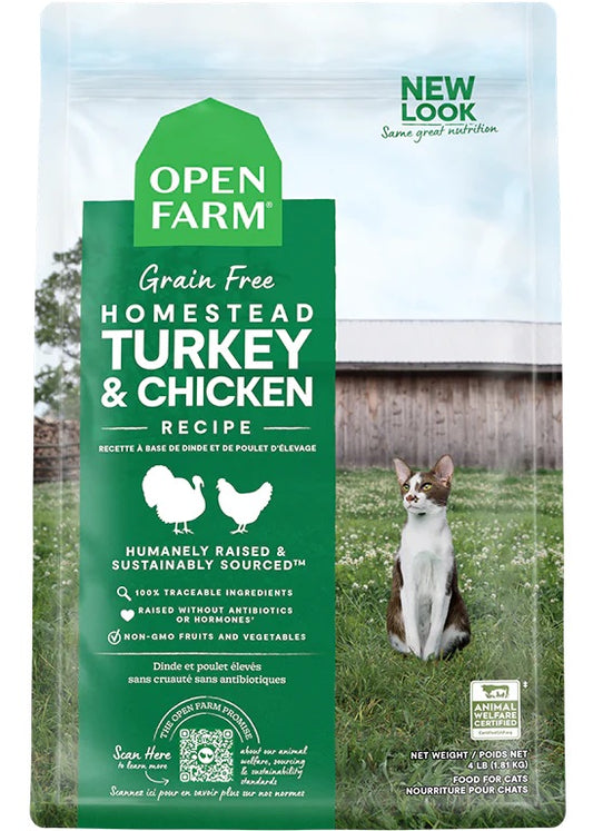 Open Farms Cat Grain Free Homestead Turkey & Chicken Dry Food(8 LB Bag)