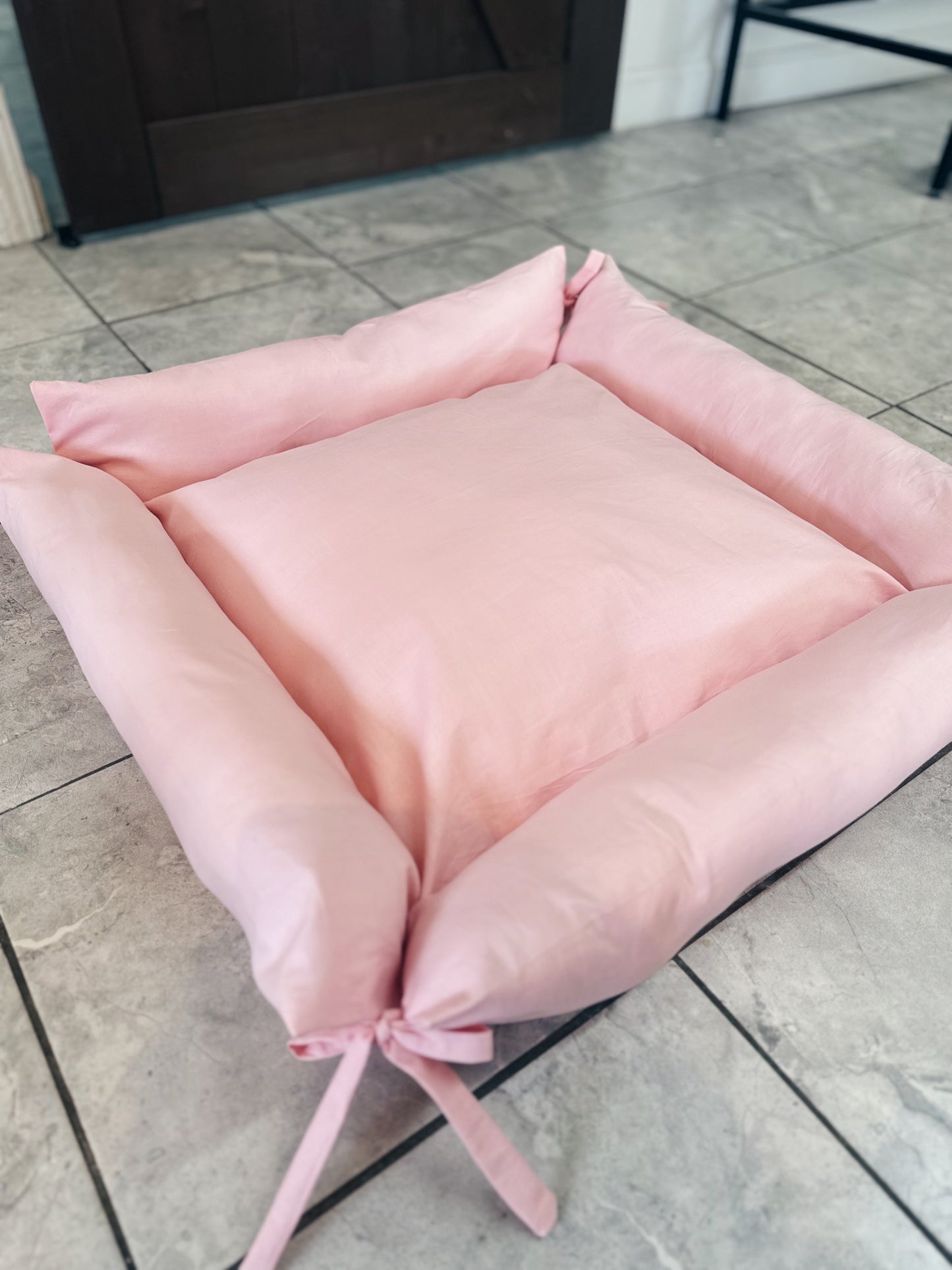 Luxury Hand Sewn Pink Plush Dog Bed