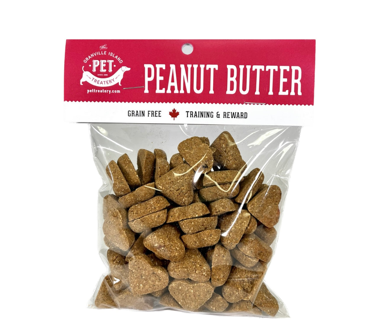 Pet Treatery Brand Peanut Butter Hearts – Peanut Butter Grain-Free Training and Reward Biscuits For All-Sized Dogs 175g Bag