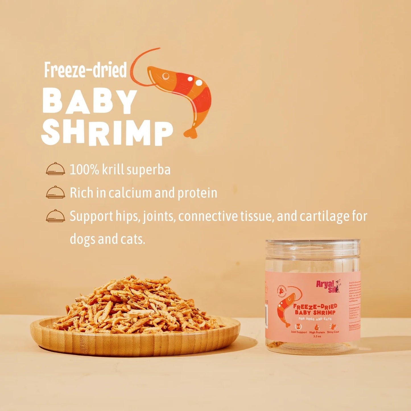 Arya Sit Freeze Dried Baby Shrimp(2.8 OZ Jar)