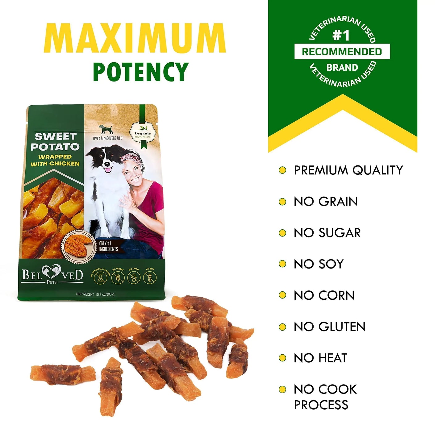 Dog Sweet Potato Wrapped with Chicken Pet Natural Chew Treats Grain Free Snacks