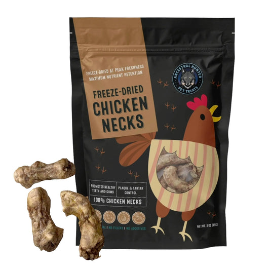 Ancestral Hunter Freeze Dried Chicken Necks for Dogs & Cats - Made in USA- Healthy Chicken Neck Treats for Dogs- Freeze Dried Raw Chicken Necks for Dogs