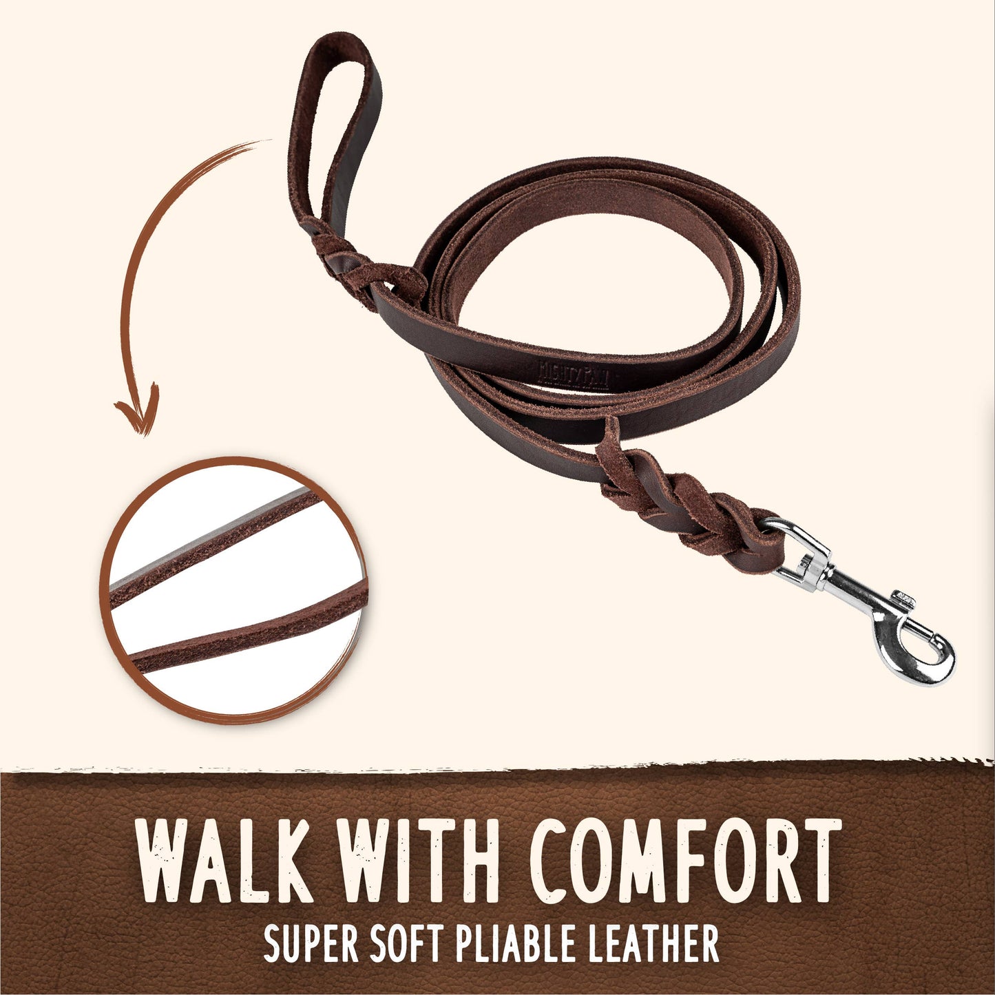 Braided Leather Dog Leash