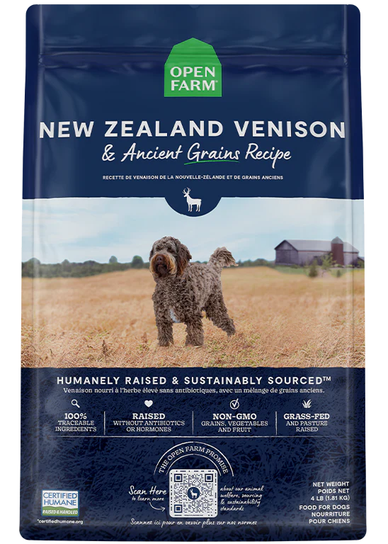 Open Farms New Zealand Venison & Ancient Grains Dry Dog Food (4 lbs)