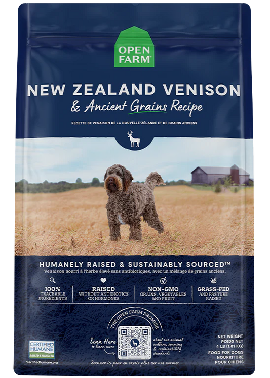 Open Farms New Zealand Venison & Ancient Grains Dry Dog Food (4 lbs)