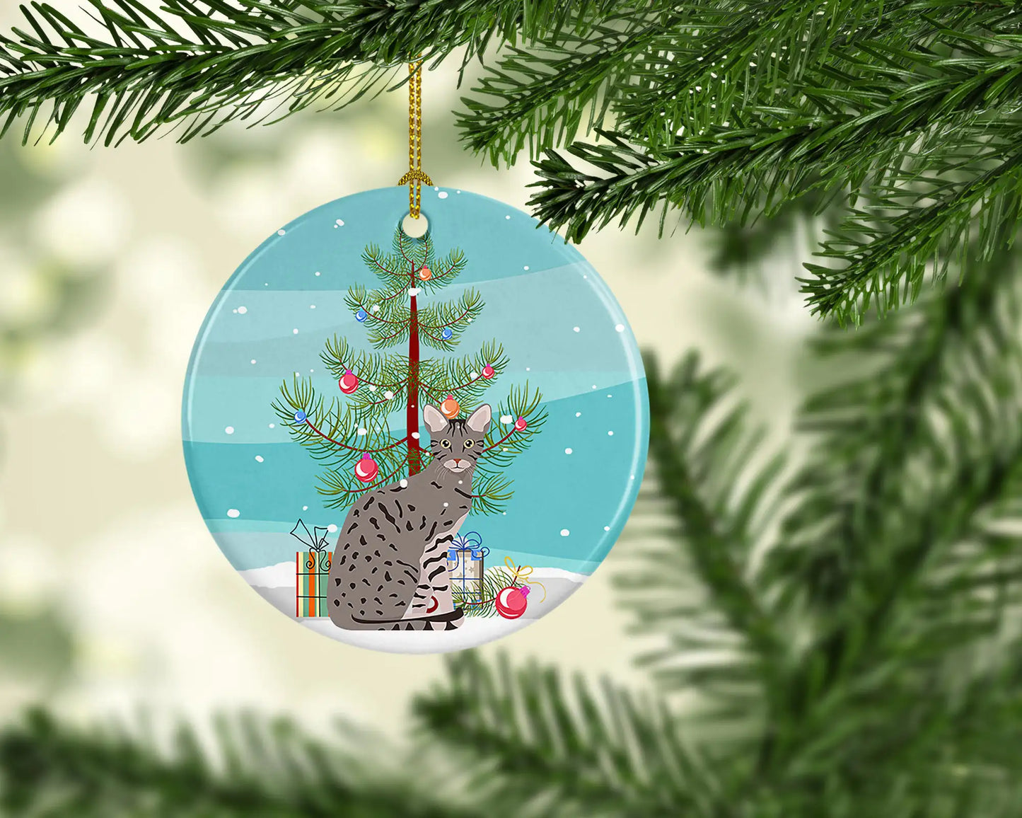 Ocicat Cat Christmas Ceramic Ornament